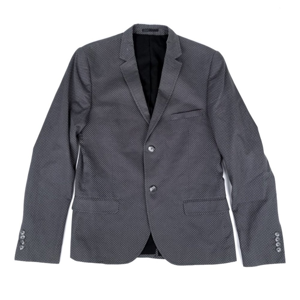 Topman Gray Textured Two-Button Blazer
